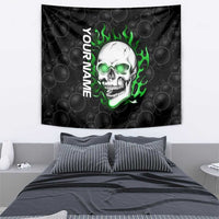 Personalized Skull Bowling Tapestry Green Flame Skull - Wonder Print Shop