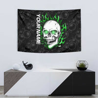 Personalized Skull Bowling Tapestry Green Flame Skull - Wonder Print Shop