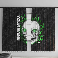 Personalized Skull Bowling Window Curtain Green Flame Skull - Wonder Print Shop