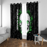 Personalized Skull Bowling Window Curtain Green Flame Skull - Wonder Print Shop