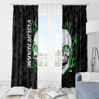 Personalized Skull Bowling Window Curtain Green Flame Skull - Wonder Print Shop