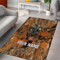 Custom Deer Hunting Area Rug Big Game Camo Forest Design and Skeleton Archer - Wonder Print Shop