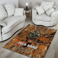 Custom Deer Hunting Area Rug Big Game Camo Forest Design and Skeleton Archer - Wonder Print Shop