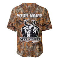 Custom Deer Hunting Baseball Jersey Big Game Camo Forest Design and Skeleton Archer - Wonder Print Shop