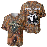 Custom Deer Hunting Baseball Jersey Big Game Camo Forest Design and Skeleton Archer - Wonder Print Shop