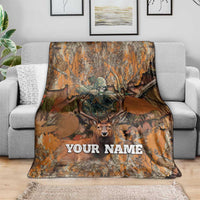 Custom Deer Hunting Blanket Big Game Camo Forest Design and Skeleton Archer - Wonder Print Shop