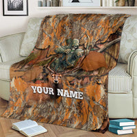 Custom Deer Hunting Blanket Big Game Camo Forest Design and Skeleton Archer - Wonder Print Shop