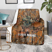 Custom Deer Hunting Blanket Big Game Camo Forest Design and Skeleton Archer - Wonder Print Shop