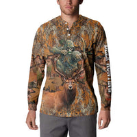 Custom Deer Hunting Button Sweatshirt Big Game Camo Forest Design and Skeleton Archer - Wonder Print Shop