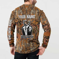 Custom Deer Hunting Button Sweatshirt Big Game Camo Forest Design and Skeleton Archer - Wonder Print Shop