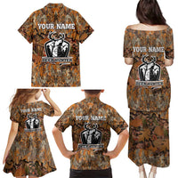 Custom Deer Hunting Family Matching Puletasi and Hawaiian Shirt Big Game Camo Forest Design and Skeleton Archer - Wonder Print Shop