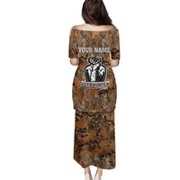 Custom Deer Hunting Family Matching Puletasi and Hawaiian Shirt Big Game Camo Forest Design and Skeleton Archer - Wonder Print Shop