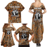 Custom Deer Hunting Family Matching Summer Maxi Dress and Hawaiian Shirt Big Game Camo Forest Design and Skeleton Archer - Wonder Print Shop