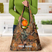 Custom Deer Hunting Grocery Bag Big Game Camo Forest Design and Skeleton Archer - Wonder Print Shop