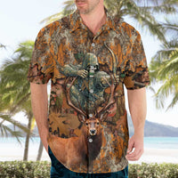 Custom Deer Hunting Hawaiian Shirt Big Game Camo Forest Design and Skeleton Archer - Wonder Print Shop