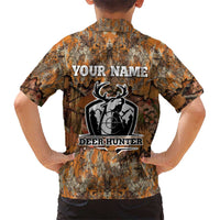Custom Deer Hunting Hawaiian Shirt Big Game Camo Forest Design and Skeleton Archer - Wonder Print Shop