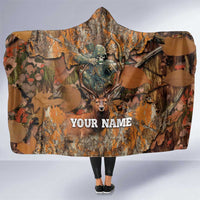 Custom Deer Hunting Hooded Blanket Big Game Camo Forest Design and Skeleton Archer - Wonder Print Shop