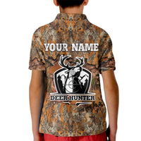 Custom Deer Hunting Kid Polo Shirt Big Game Camo Forest Design and Skeleton Archer - Wonder Print Shop