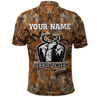 Custom Deer Hunting Polo Shirt Big Game Camo Forest Design and Skeleton Archer - Wonder Print Shop
