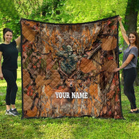 Custom Deer Hunting Quilt Big Game Camo Forest Design and Skeleton Archer - Wonder Print Shop