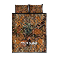 Custom Deer Hunting Quilt Bed Set Big Game Camo Forest Design and Skeleton Archer - Wonder Print Shop