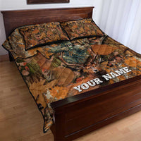 Custom Deer Hunting Quilt Bed Set Big Game Camo Forest Design and Skeleton Archer - Wonder Print Shop