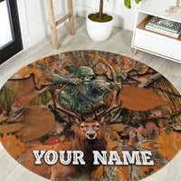 Custom Deer Hunting Round Carpet Big Game Camo Forest Design and Skeleton Archer - Wonder Print Shop