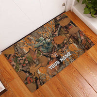 Custom Deer Hunting Rubber Doormat Big Game Camo Forest Design and Skeleton Archer - Wonder Print Shop