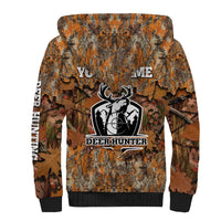 Custom Deer Hunting Sherpa Hoodie Big Game Camo Forest Design and Skeleton Archer - Wonder Print Shop