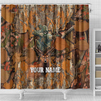 Custom Deer Hunting Shower Curtain Big Game Camo Forest Design and Skeleton Archer - Wonder Print Shop