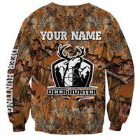 Custom Deer Hunting Sweatshirt Big Game Camo Forest Design and Skeleton Archer - Wonder Print Shop