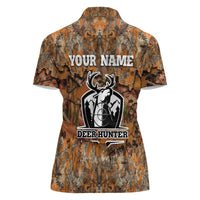 Custom Deer Hunting Women Polo Shirt Big Game Camo Forest Design and Skeleton Archer - Wonder Print Shop