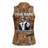 Custom Deer Hunting Women Sleeveless Polo Shirt Big Game Camo Forest Design and Skeleton Archer - Wonder Print Shop