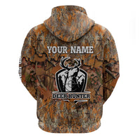 Custom Deer Hunting Zip Hoodie Big Game Camo Forest Design and Skeleton Archer - Wonder Print Shop