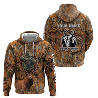 Custom Deer Hunting Zip Hoodie Big Game Camo Forest Design and Skeleton Archer - Wonder Print Shop