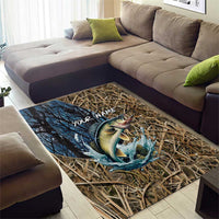 Personalized Walleye Splash Area Rug Camo Reeds and Night Forest Fishing Theme TS04