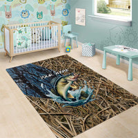 Personalized Walleye Splash Area Rug Camo Reeds and Night Forest Fishing Theme TS04