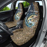 Personalized Walleye Splash Car Seat Cover Camo Reeds and Night Forest Fishing Theme TS04