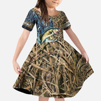 Personalized Walleye Splash Family Matching Puletasi and Hawaiian Shirt Camo Reeds and Night Forest Fishing Theme - Wonder Print Shop