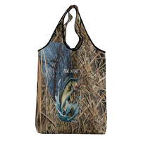 Personalized Walleye Splash Grocery Bag Camo Reeds and Night Forest Fishing Theme TS04