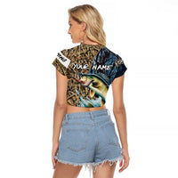 Personalized Walleye Splash Raglan Cropped T Shirt Camo Reeds and Night Forest Fishing Theme - Wonder Print Shop