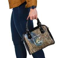 Personalized Walleye Splash Shoulder Handbag Camo Reeds and Night Forest Fishing Theme TS04