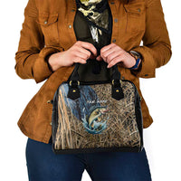 Personalized Walleye Splash Shoulder Handbag Camo Reeds and Night Forest Fishing Theme TS04
