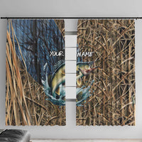 Personalized Walleye Splash Window Curtain Camo Reeds and Night Forest Fishing Theme TS04