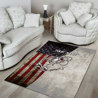 Personalized Distressed American Flag Bass Fishing Area Rug Hooked Fish and Rustic Vintage Theme - Wonder Print Shop