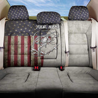 Personalized Distressed American Flag Bass Fishing Back Car Seat Cover Hooked Fish and Rustic Vintage Theme - Wonder Print Shop