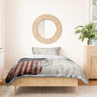 Personalized Distressed American Flag Bass Fishing Bedding Set Hooked Fish and Rustic Vintage Theme - Wonder Print Shop