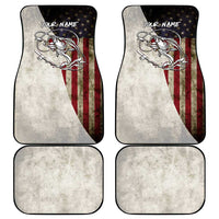 Personalized Distressed American Flag Bass Fishing Car Mats Hooked Fish and Rustic Vintage Theme - Wonder Print Shop