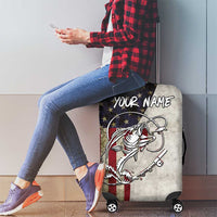Personalized Distressed American Flag Bass Fishing Luggage Cover Hooked Fish and Rustic Vintage Theme - Wonder Print Shop