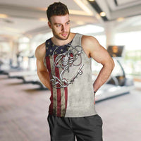 Personalized Distressed American Flag Bass Fishing Men Tank Top Hooked Fish and Rustic Vintage Theme - Wonder Print Shop
